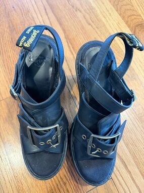 Dr. Martens Black Buckle Leather Sandals - Women's